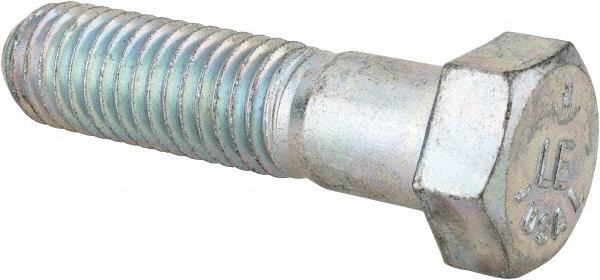 Made in USA MSC30134 Hex Head Cap Screw: 9/16-12 x 2-1/4", Grade 5 Steel, Zinc-Plated Image