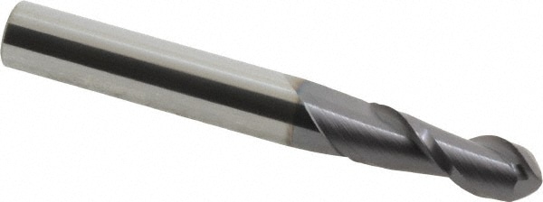 Accupro 12183976 Ball End Mill: 0.2813" Dia, 0.75" LOC, 2 Flute, Solid Carbide 