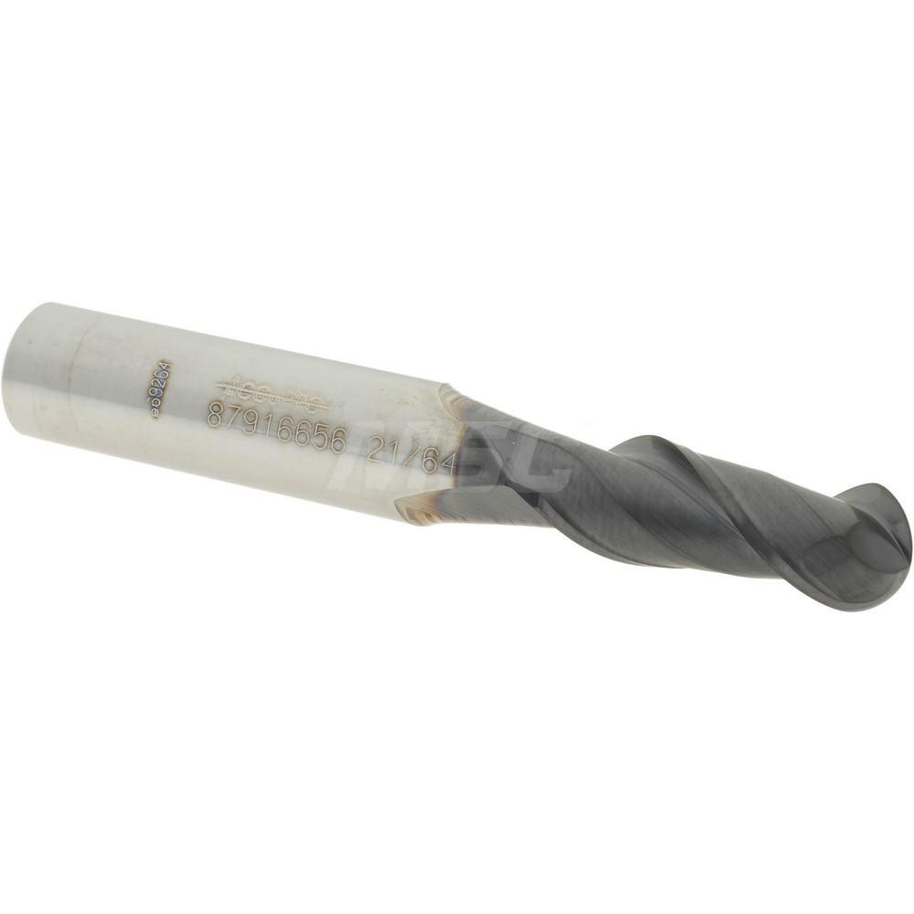12183988 Ball End Mill: 0.3281" Dia, 0.875" LOC, 2 Flute, Solid Carbide  
