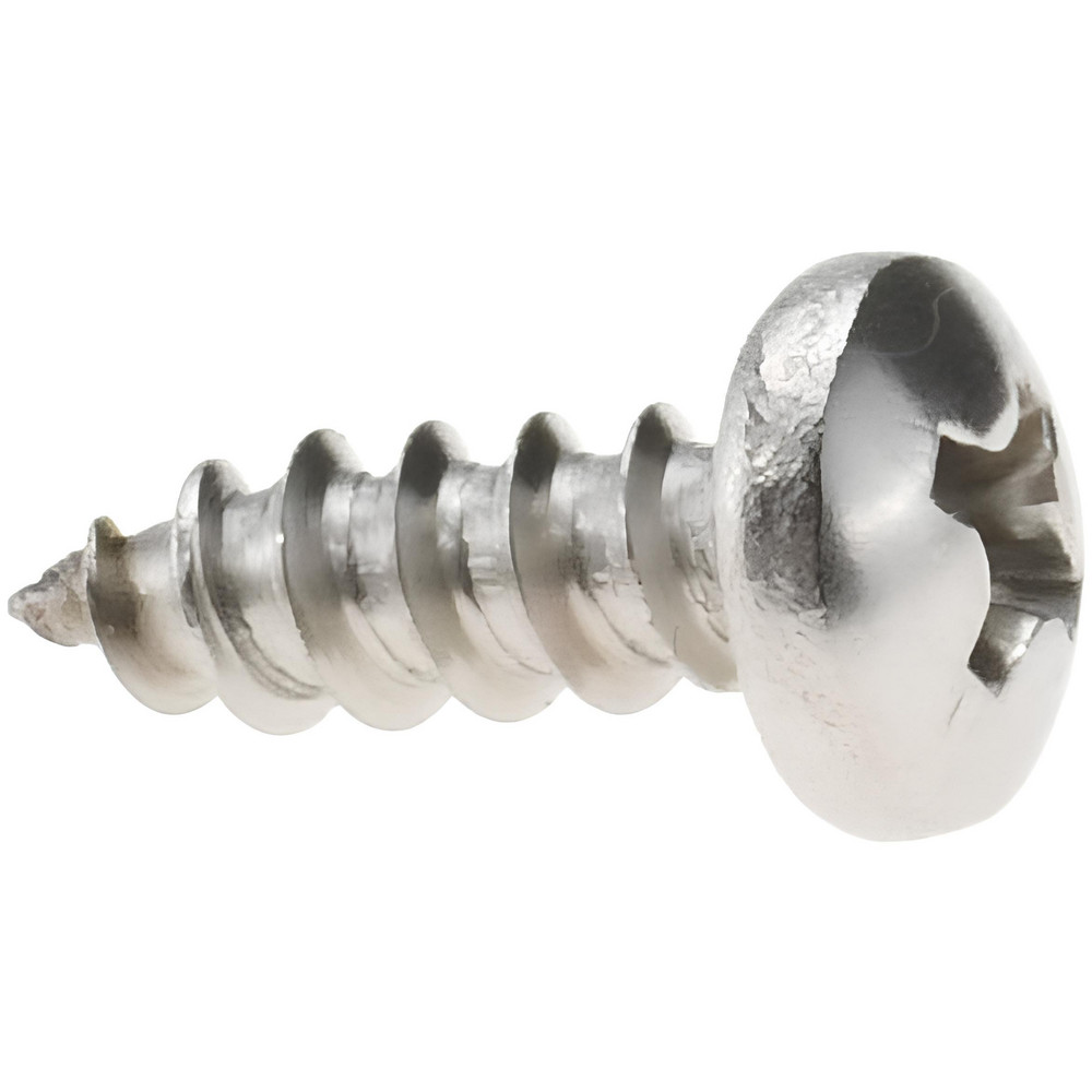 Sheet Metal Screw: #8, Pan Head, Phillips Drive, 1/2" Length Under Head - Grade 18-8 Stainless Steel