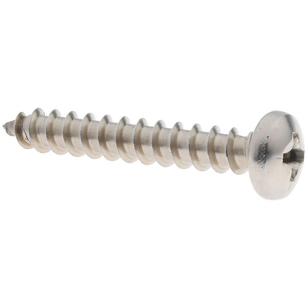 Sheet Metal Screw: #10, Pan Head, Phillips Drive, 1-1/4" Length Under Head - Grade 18-8 Stainless Steel