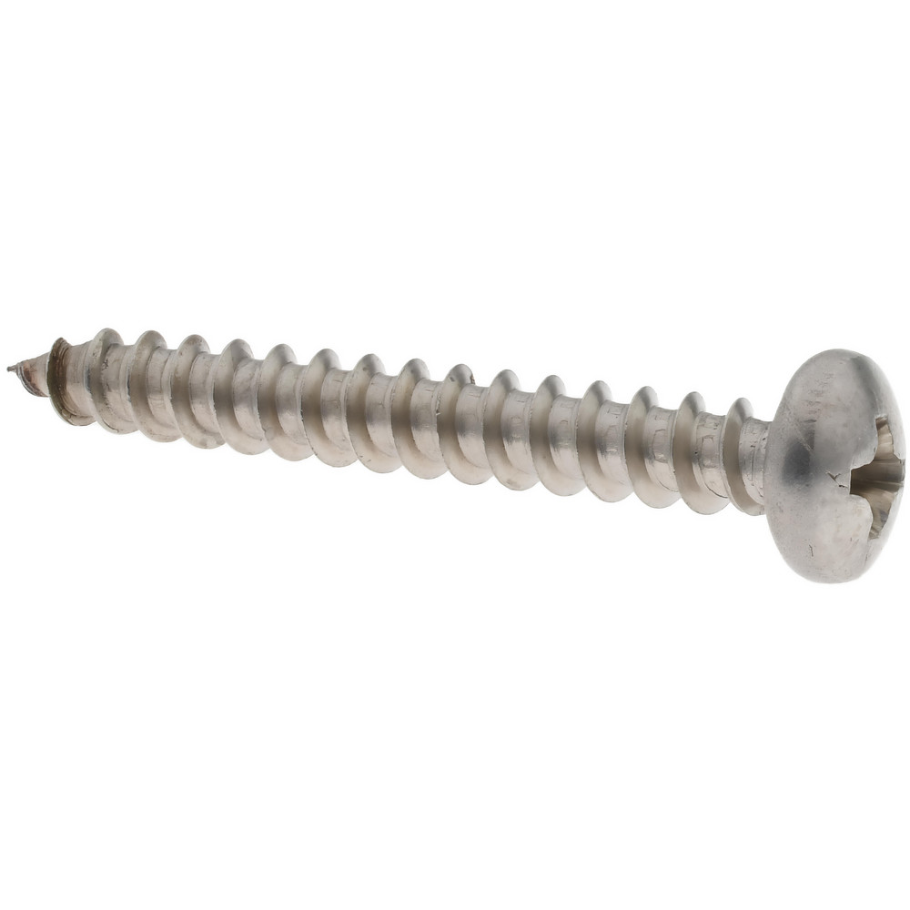 Sheet Metal Screw: #10, Pan Head, Phillips Drive, 1-1/2" Length Under Head - Grade 18-8 Stainless Steel