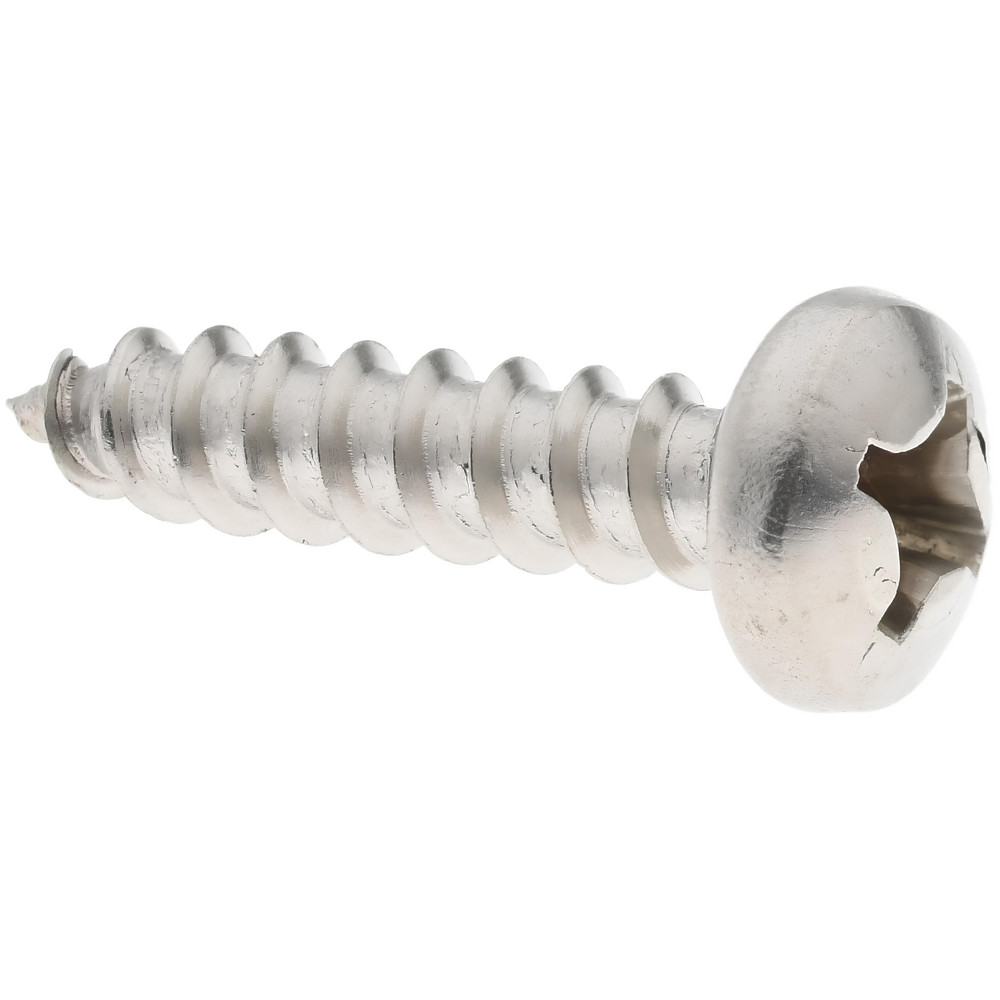 Sheet Metal Screw: #12, Pan Head, Phillips Drive, 1" Length Under Head - Grade 18-8 Stainless Steel
