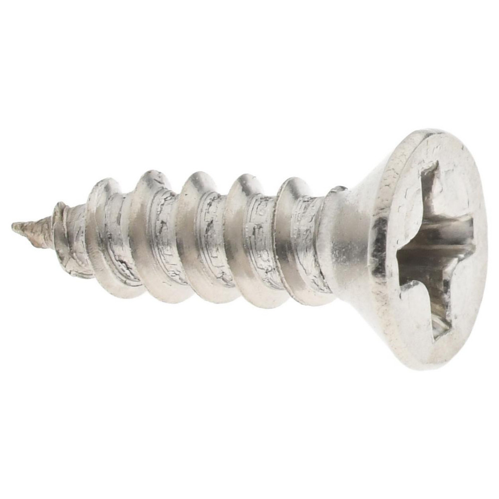 Sheet Metal Screw: #6, Flat Head, Phillips Drive, 1/2" Overall Length - Grade 18-8 Stainless Steel