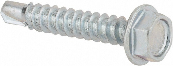 #8, Hex Washer Head, Hex Drive, 1" Length Under Head, #2 Point, Self Drilling Screw