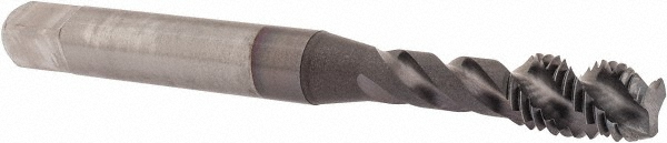 Spiral Flute Tap: 1/4-28 UNF, 3 Flutes, Modified Bottoming, 3B Class of Fit, Vanadium High Speed Steel, TICN Coated
