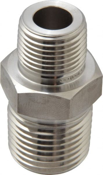 1/2"x3/8" Male Hex Nipple Threaded Reducer Pipe Fitting Stainless Steel 304 NPT 