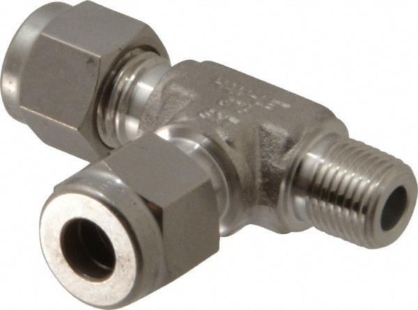 Ham-Let 3002302 Compression Tube Male Run Tee: 1/8" Thread, Compression x MNPT x Compression 