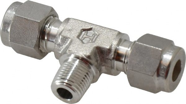 Ham-Let 3002355 Compression Tube Male Branch Tee: 1/8" Thread, Compression x Compression x MNPT 