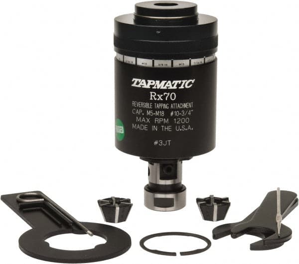 Tapmatic 87966784 Model RX70, M5 Min Tap Capacity, M18 Max Mild Steel Tap Capacity, JT3 Mount Tapping Head 