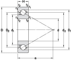 Angular Contact Ball Bearing: 20 mm Bore Dia, 42 mm OD, 24 mm OAW, Without Flange