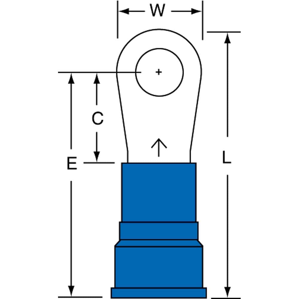 Circular Ring Terminal: Partially Insulated, 6 AWG, Crimp Connection