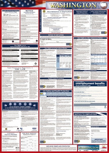 24" Wide x 40" High Laminated Paper Labor Law Information Poster