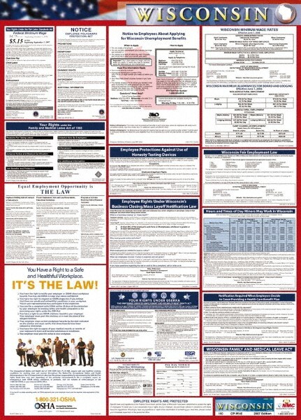24" Wide x 40" High Laminated Paper Labor Law Information Poster