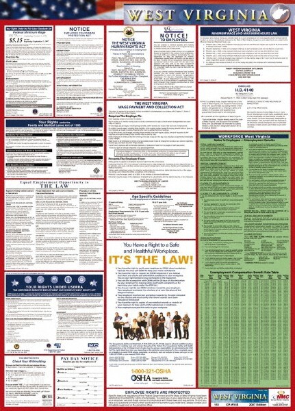 24" Wide x 40" High Laminated Paper Labor Law Information Poster