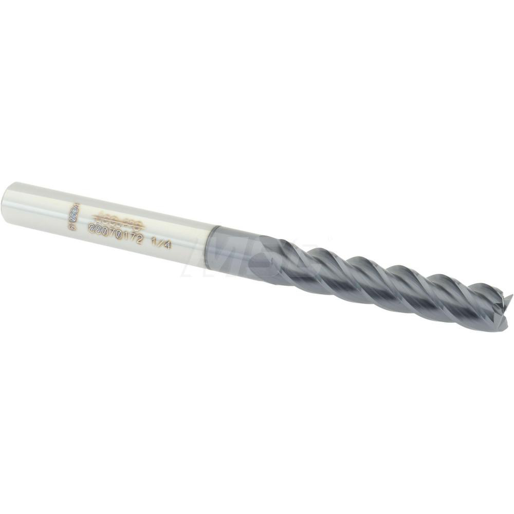 12183404 Square End Mill: 1/4 Dia, 1-1/4 LOC, 1/4 Shank Dia, 3 OAL, 4 Flutes, Solid Carbide  