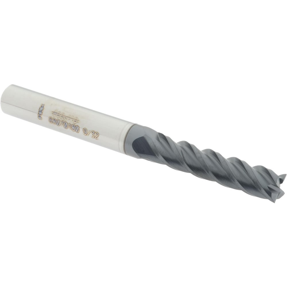 Accupro 12183407 Square End Mill: 9/32 Dia, 1-1/4 LOC, 5/16 Shank Dia, 3 OAL, 4 Flutes, Solid Carbide 