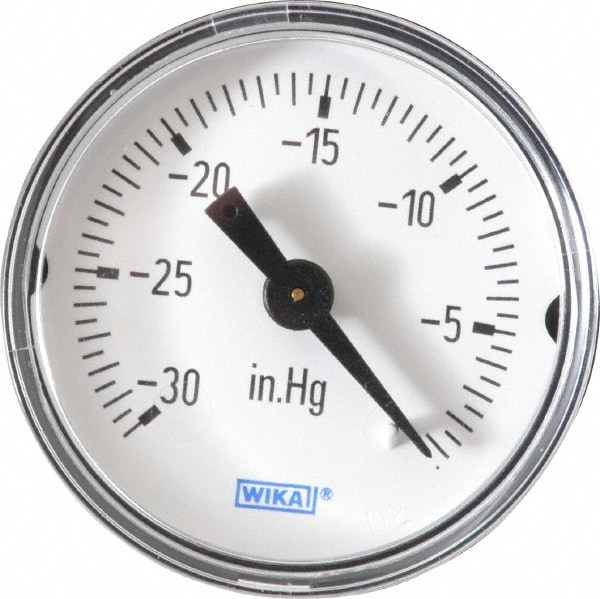 Wika 9690128 Pressure Gauge: 1-1/2" Dial, 0 to 30 psi, 1/8" Thread, NPT, Center Back Mount Image