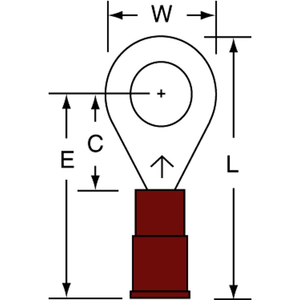 Circular Ring Terminal: Partially Insulated, 22 to 18 AWG, Crimp Connection