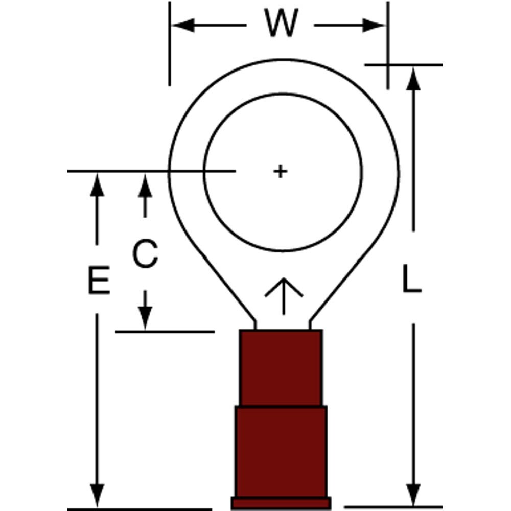 Circular Ring Terminal: Partially Insulated, 22 to 18 AWG, Crimp Connection