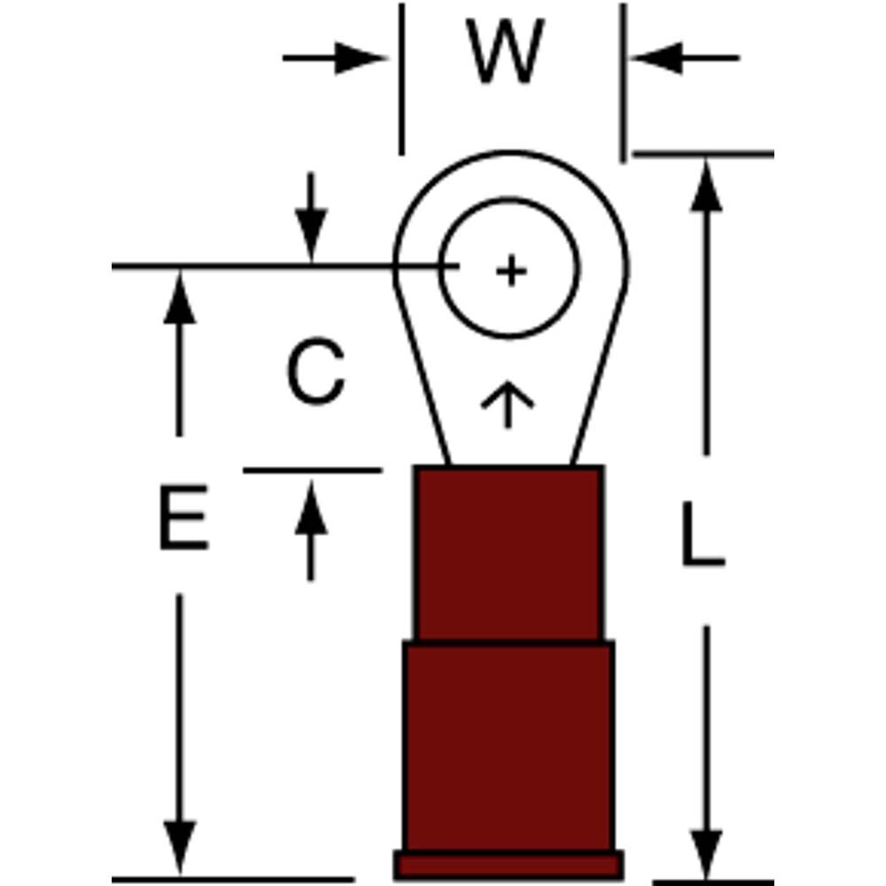 Circular Ring Terminal: Partially Insulated, 22 to 18 AWG, Crimp Connection