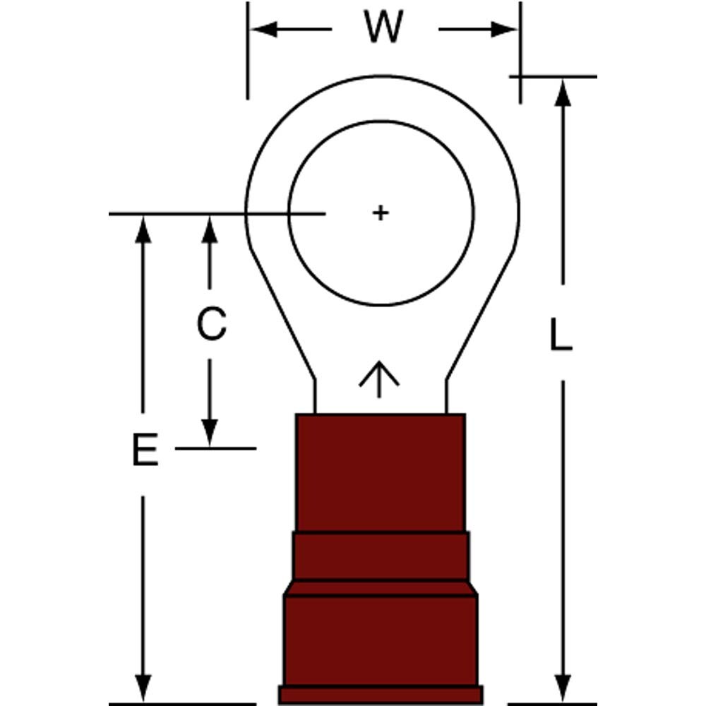 Circular Ring Terminal: Partially Insulated, 8 to 8 AWG, Crimp Connection