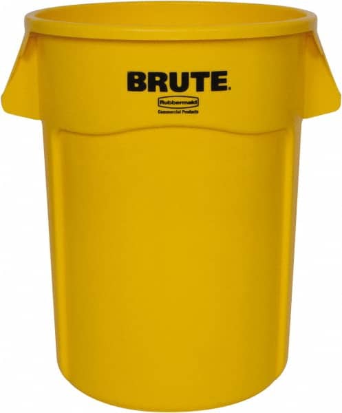 Trash Can: 55 gal, Round, Yellow