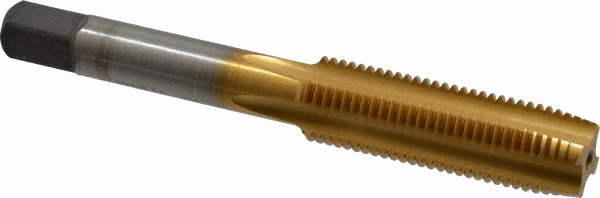 Kennametal 4130705 7/16-20 Plug RH H3 TiN High Speed Steel 4-Flute Straight Flute Hand Tap Image