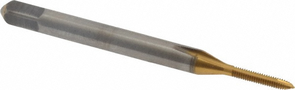 Kennametal 4130419 Spiral Point Tap: #0-80, UNF, 2 Flutes, Plug, 2B, High Speed Steel, TiN Finish Image