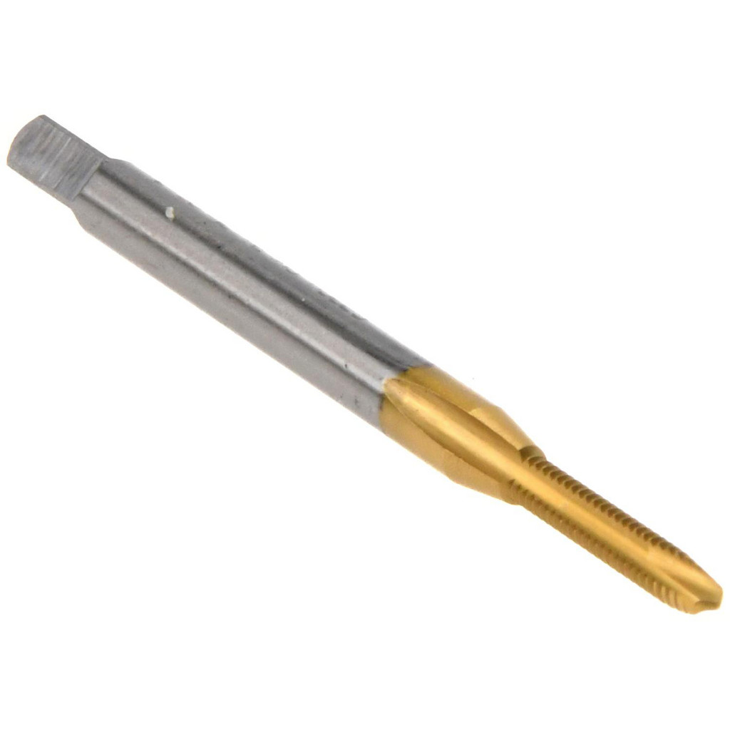 Kennametal Spiral Point Tap: #2-56 UNC, 2 Flutes, Plug Chamfer, 2B Class of Fit, HSS, TiN Coated - 7/16" Thread Length, 1-3/4" OAL, Right Hand, H2