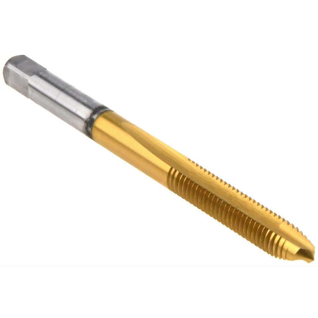 Kennametal Spiral Point Tap: #10-32 UNF, 2 Flutes, Plug Chamfer, 2B Class of Fit, HSS, TiN Coated - 7/8" Thread Length, 2-3/8" OAL, Right Hand, H3