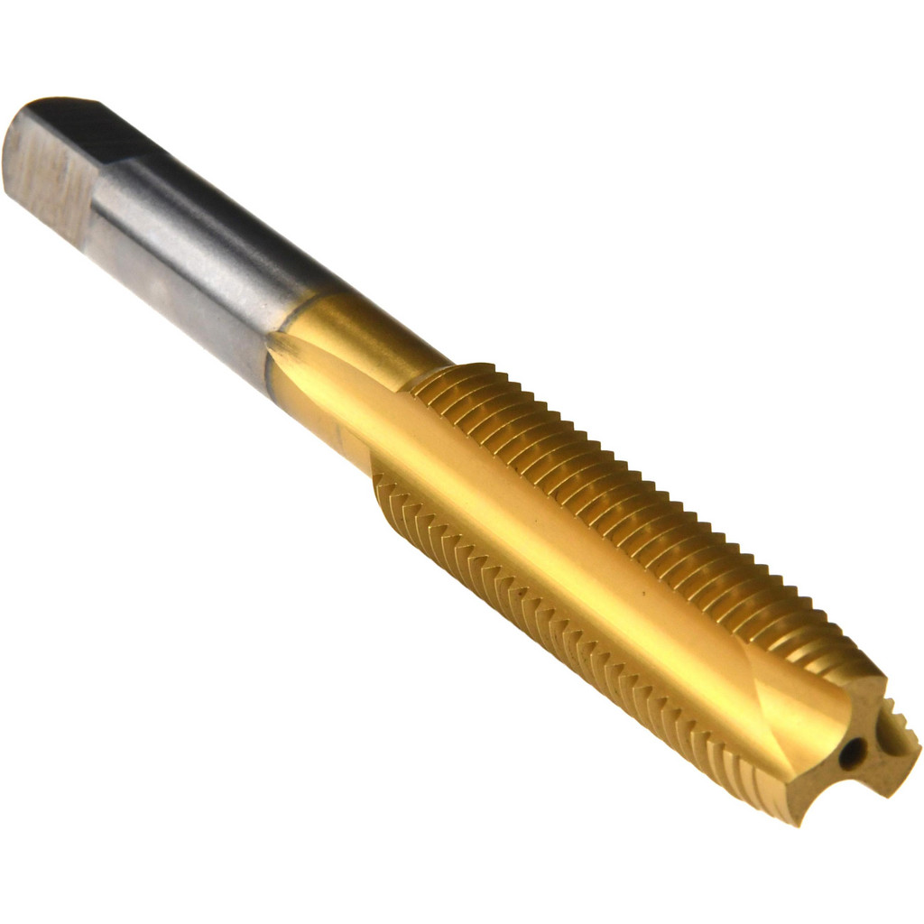 Kennametal Spiral Point Tap: 7/16-20 UNF, 3 Flutes, Plug Chamfer, HSS, TiN Coated - 1-7/16" Thread Length, 3-5/32" OAL, Right Hand, H3