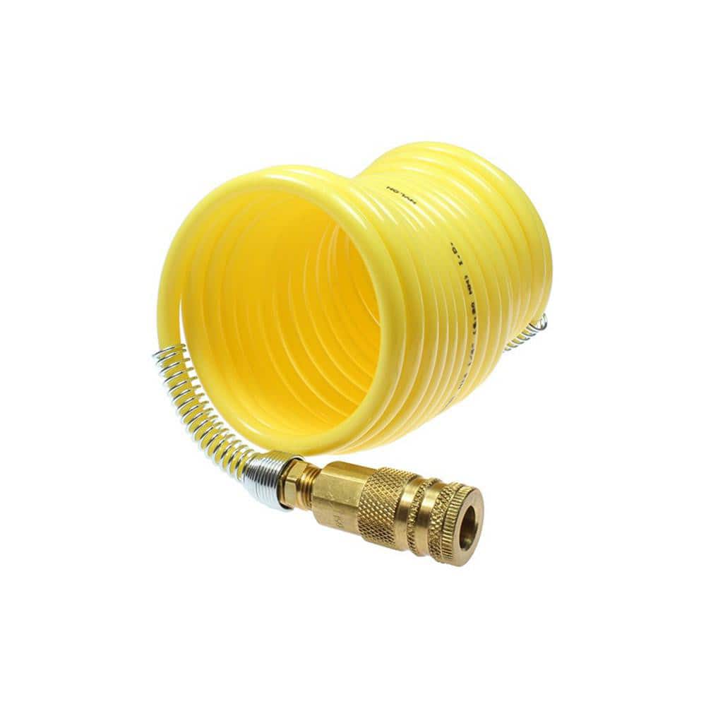 Coilhose Pneumatics 580-N38-12A Coiled & Self Storing Hose: 3/8" ID, 12 Long, Industrial Interchange Coupler x Male Swivel 