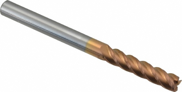 12183008 Corner Radius End Mill: 1/4" Dia, 1-1/8" LOC, 0.02" Radius, 4 Flutes, Solid Carbide  