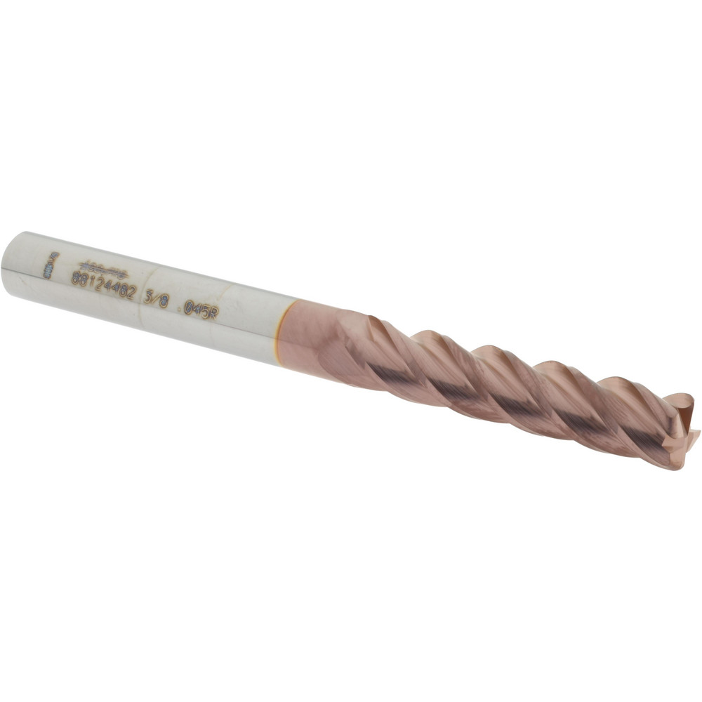 12183291 Corner Radius End Mill: 3/8" Dia, 1-3/4" LOC, 0.045" Radius, 4 Flutes, Solid Carbide  