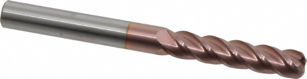 12183293 Corner Radius End Mill: 3/8" Dia, 1-3/4" LOC, 0.09" Radius, 4 Flutes, Solid Carbide  