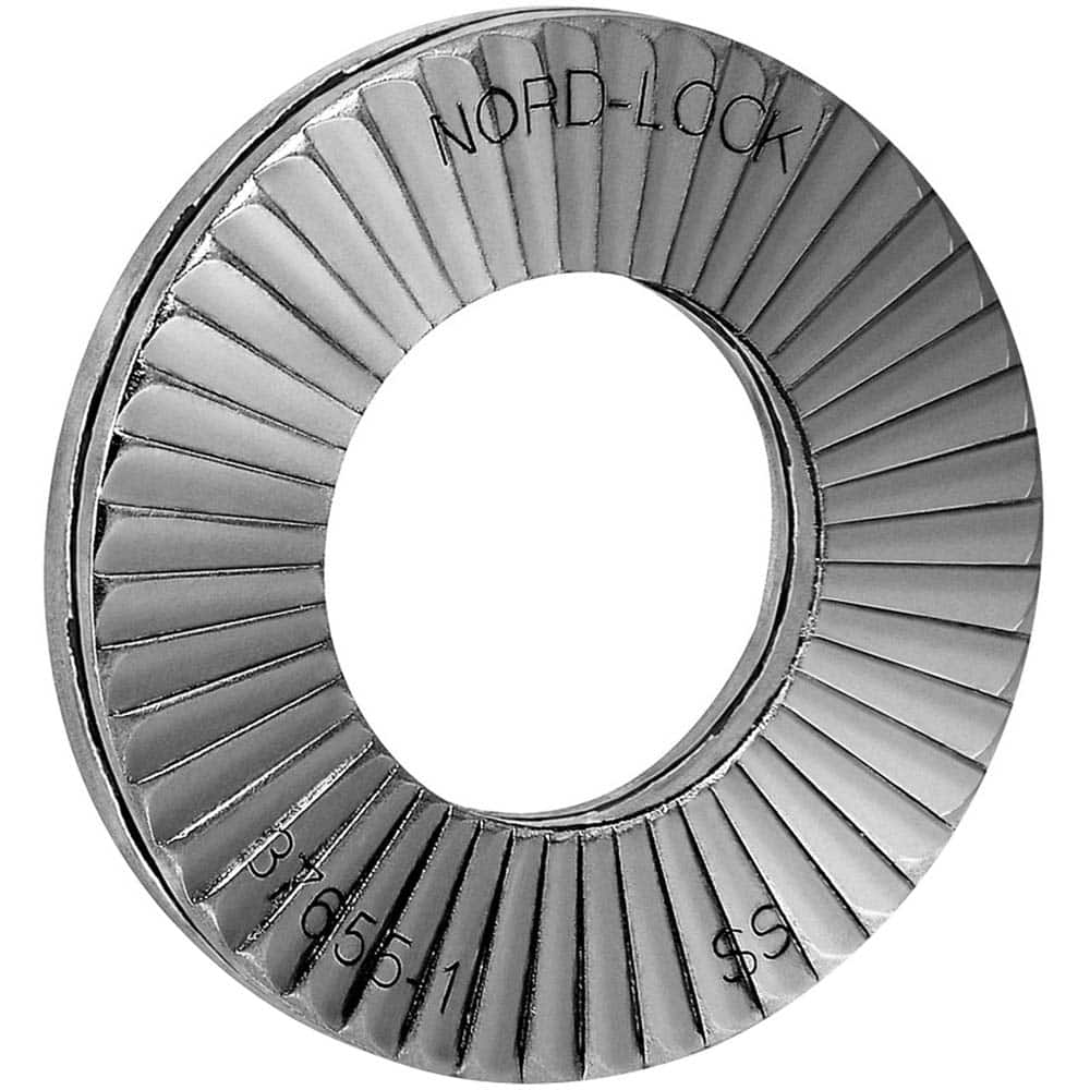 Nord-Lock 90074 Wedge Lock Washer: 1.218" OD, 0.678" ID, Stainless Steel, 316L, Uncoated 