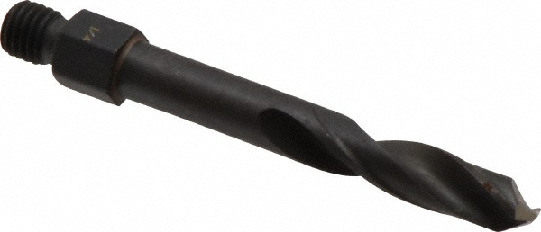 Threaded Shank Drill Bit: 1/4" Dia, 135 ° Point, 1/4-28 Shank, High Speed Steel