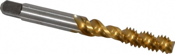 Kennametal 4130722 Spiral Flute Tap: 1/4-20, UNC, 3 Flute, Bottoming, 3B Class of Fit, Vanadium High Speed Steel, TiN Finish Image