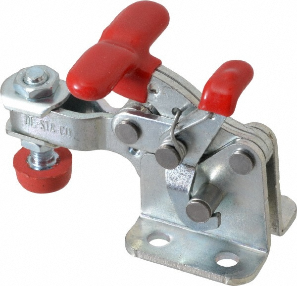 Manual Hold-Down Toggle Clamp: Horizontal, 350.00 lb Capacity, U-Bar, Flanged Base - 173 deg Handle Movement, 92 deg Bar Opening, Carbon Steel