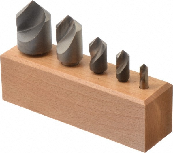 Keo 53029 Countersink Set: 5 Pc, 1/4 to 1" Head Dia, 1 Flute, 90 ° Included Angle Image