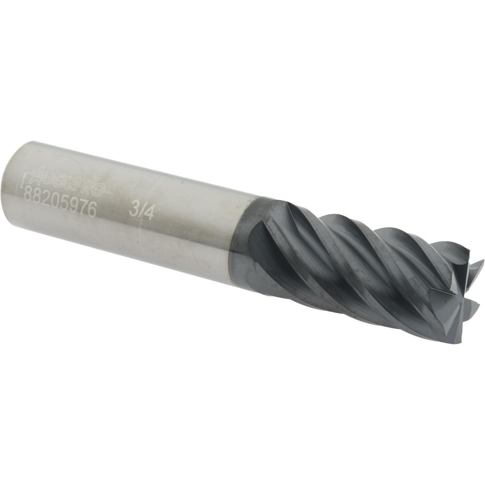 Accupro 12183871 Square End Mill: 3/4 Dia, 1-1/2 LOC, 3/4 Shank Dia, 4 OAL, 6 Flutes, Solid Carbide Image