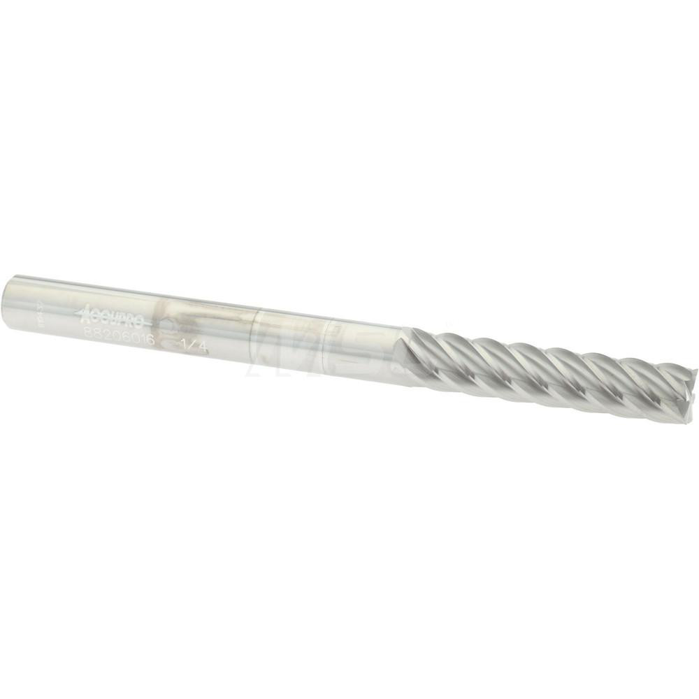 12183875 Square End Mill: 1/4 Dia, 1-1/8 LOC, 1/4 Shank Dia, 3 OAL, 6 Flutes, Solid Carbide  