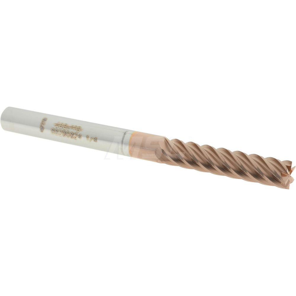 12183876 Square End Mill: 1/4 Dia, 1-1/8 LOC, 1/4 Shank Dia, 3 OAL, 6 Flutes, Solid Carbide  