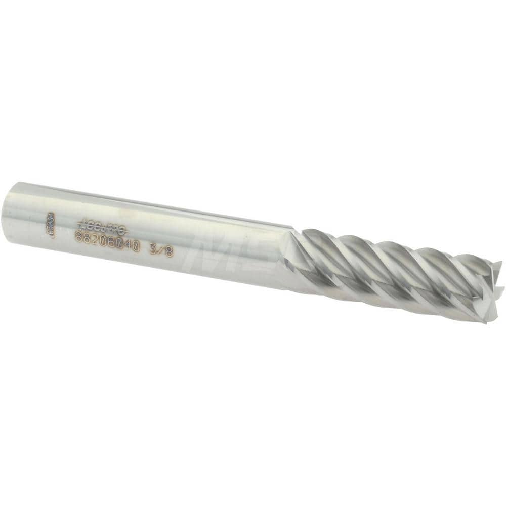 Accupro 12183878 Square End Mill: 3/8" Dia, 6 Flutes, 1-1/8" LOC, Solid Carbide, 40 ° Helix 