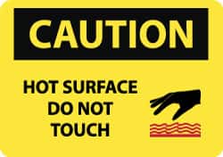 Chemical & Hazardous Material Sign: Rectangle, "Caution, HOT SURFACE DO NOT TOUCH"