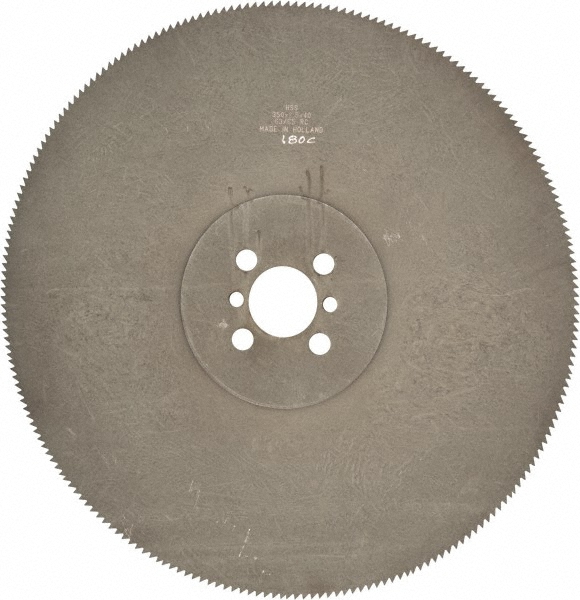 Cold Saw Blade: 350 mm Dia, 180 Teeth, High Speed Steel - 40 mm Arbor Hole, 2.5 mm Blade Thickness