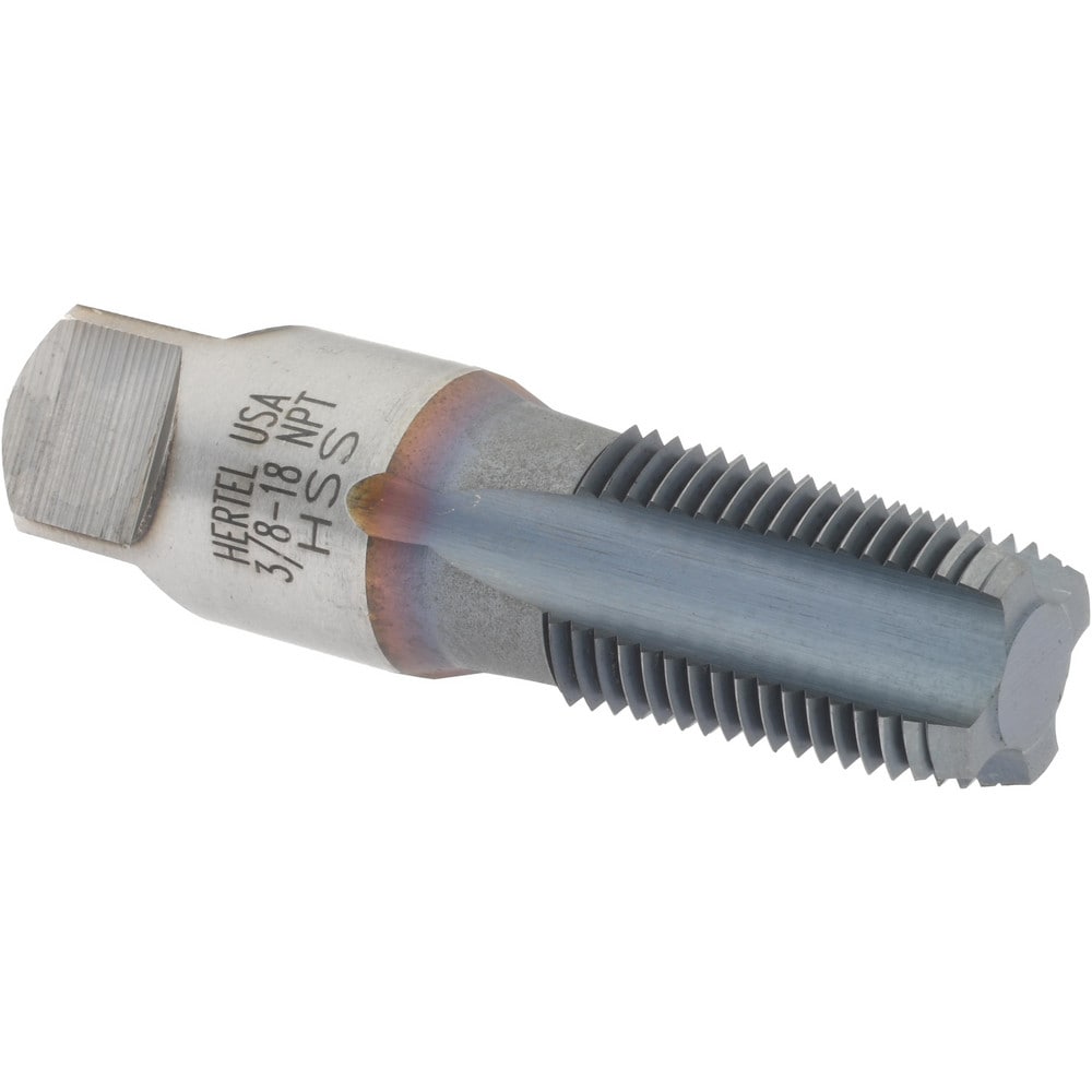 Hertel G127360C-S Standard Pipe Tap: 3/8-18, NPT, 4 Flutes, High Speed Steel, TiCN Finish Image