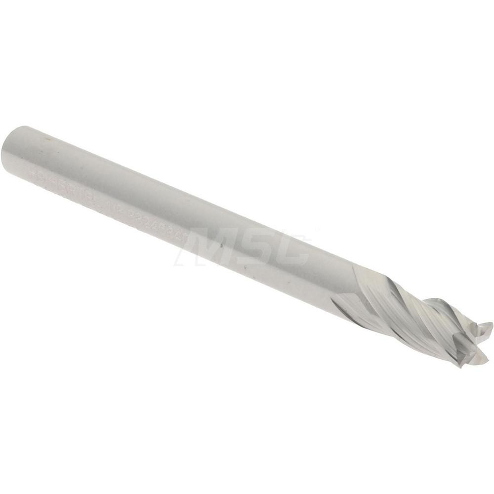 Hertel Square End Mill 1/8" Dia, 4 Flutes, 1/4" LOC, Solid Carbide