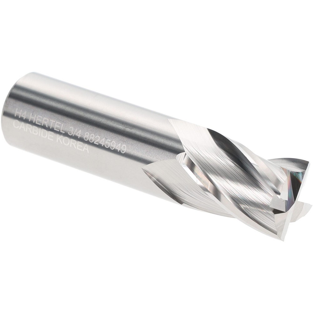 Hertel 750046 Square End Mill: 3/4" Dia, 4 Flutes, 1" LOC, Solid Carbide, 30 ° Helix Image